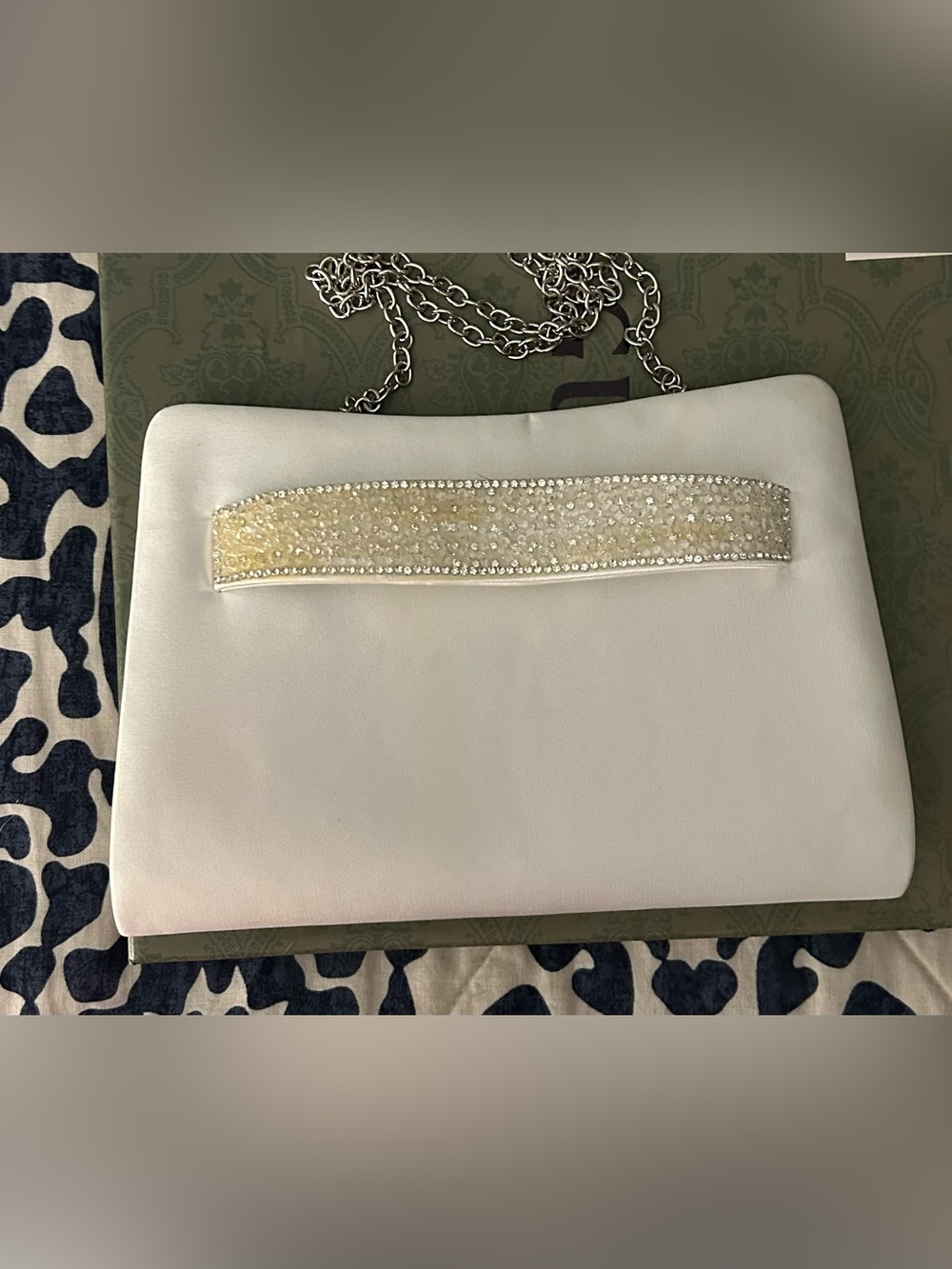 White Chain Strap Evening Bag